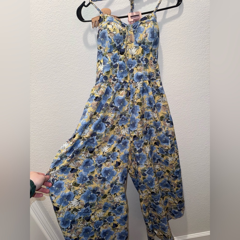 Floral Blue and Yellow Jumpsuit